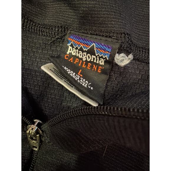 Patagonia Thermal Weight Capilene Black Large 1/4 Zip Pullover Light Vintage - Picture 2 of 3